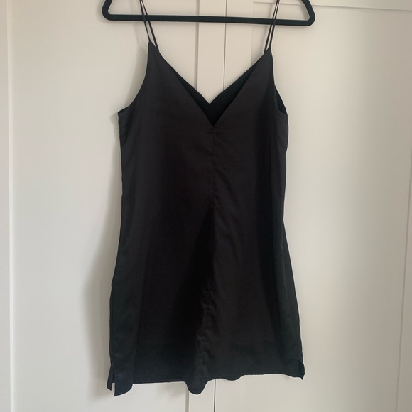 Black satin mini slip dress - Picture 2 of 2